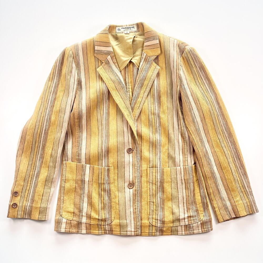 Vintage 1960's Tokyo Women Gold Stripe French Inspired Blazer 7 Small - Picture 4 of 13
